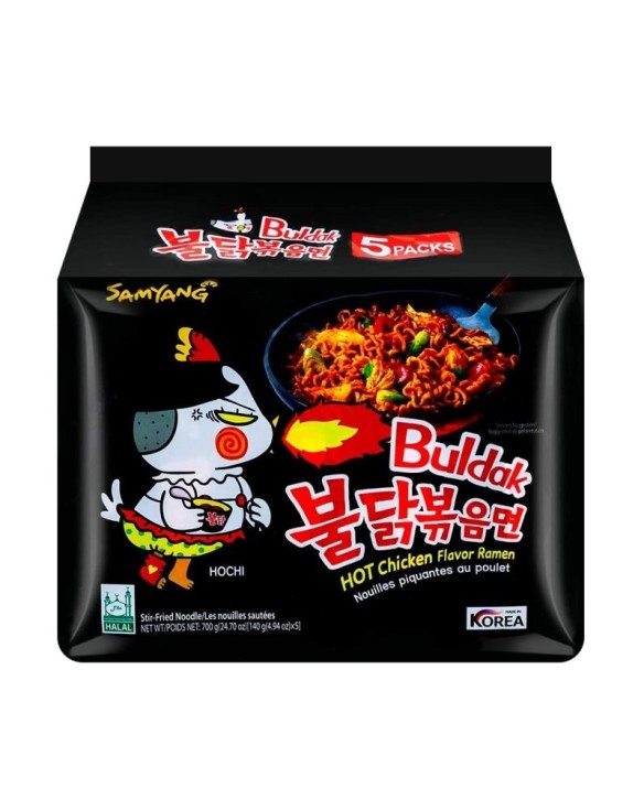 Pack de tallarines BULDAK Samyang sabor Pollo Picante 5 Paquetes