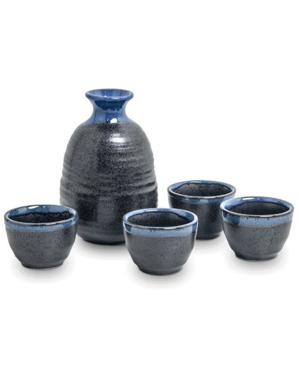 Set para sake de porcelana 300ml "Grafito azul"