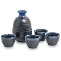 Set para sake de porcelana 300ml "Grafito azul"