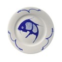 Plato redondo de porcelana azul 10,5"