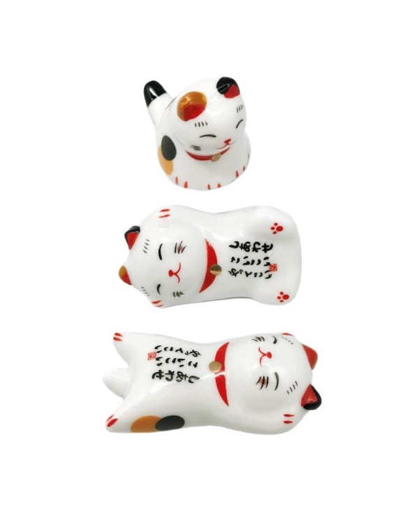 soporte de porcelana para palillos gato
