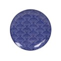 Plato redondo de porcelana abanico azul 16cm