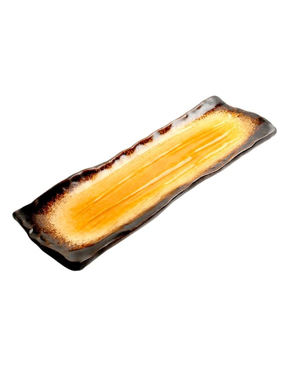 Plato Rectangular de Porcelana 32x11cm - Yaketa ocre