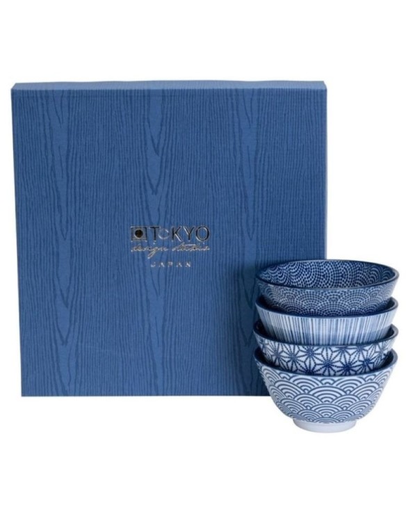 Set de 4 cuencos de porcelana azules  12 cm