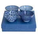 Set de 4 cuencos de porcelana azules  12 cm