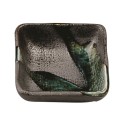 Plato cuadrado de porcelana para salsa grafito verde 7,5cm