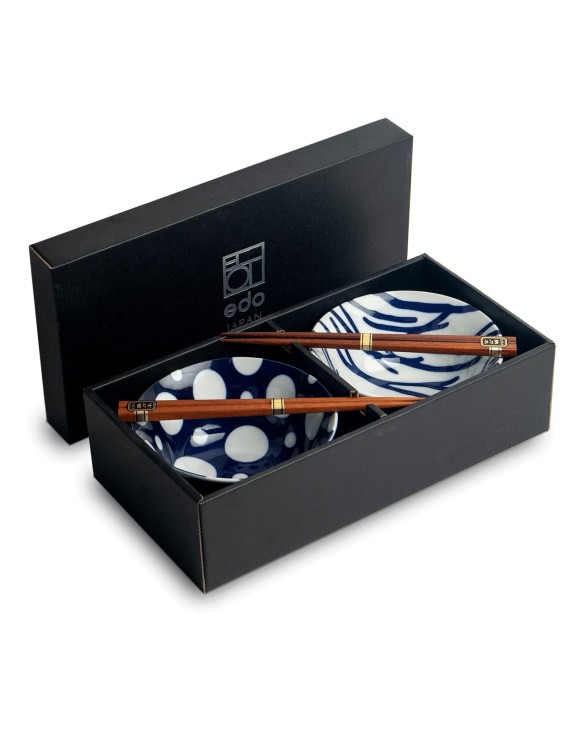 SET 2 CUENCOS 15cm PORC.+ PALILLOS "Mitani"