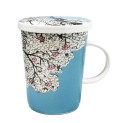 Taza de porcelana con filltro y tapa 11cm "azul sakura"