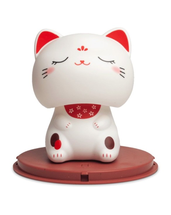 Figura solar: Gato de la suerte blanco "ojos cerrados" 10cm