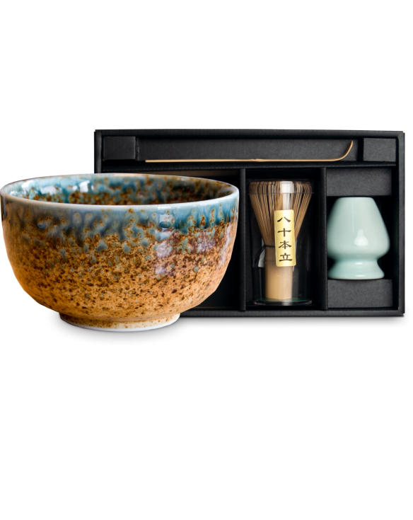 Set para té matcha: Cuenco 13X7CM, Escobilla, Soporte y Cuchara "Ki"