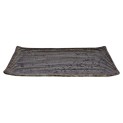 Plato rectangular de porcelana rayado marron 15cm