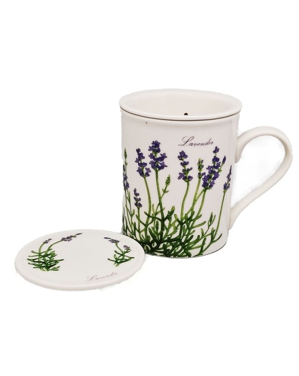 Taza de porcelana con filltro y tapa 9,5cm "lavanda"