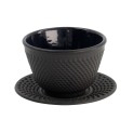 Taza de té de hierro con plato 120ml "puntos negros"
