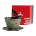 Taza de té de hierro con plato 120ml "puntos verdes"