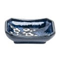 Plato rectangular de porcelana para salsa soshum azul 6,25cm