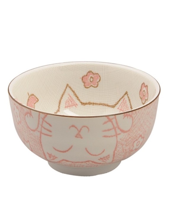 Cuenco de porcelana gato rosa 7cm