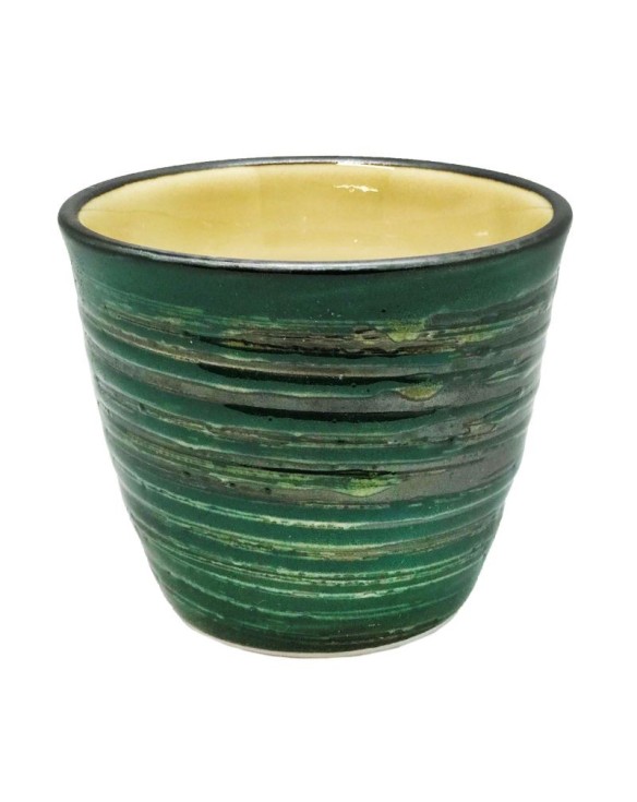 Taza de té de porcelana 7cm "verde rayas"