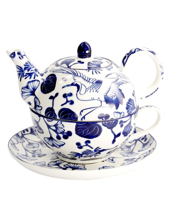 Set de tetera, taza y plato de porcelana "Flora Japonica"