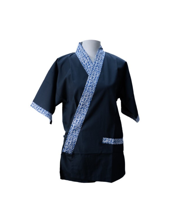 kimono yukata negra tapeta azul