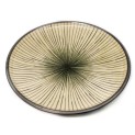 Plato redondo de porcelana verde rayas 22,5cm