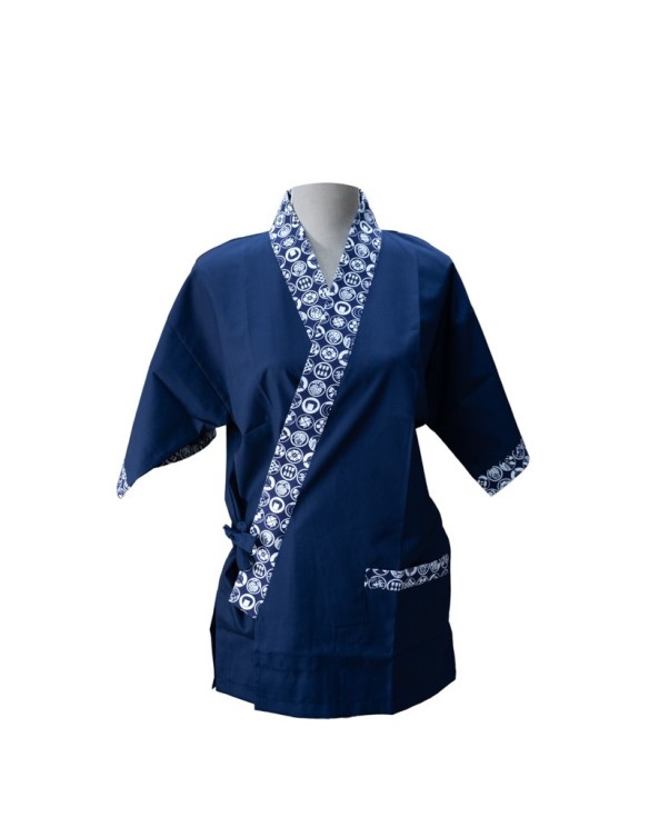 kimono yukata azul tapeta circulos