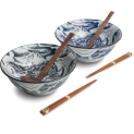 SET 2 CUENCOS 21cm PORCELANA+2 PALILLOS+2 CUCHARAS "Dragon"