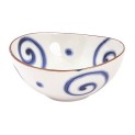 Cuenco de porcelana ovalado blanco azul 7cm