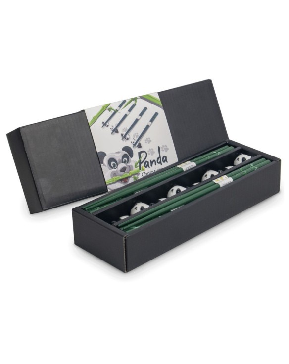 Set de 4 palillos y soportes verde panda