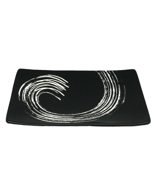 Plato rectangular de porcelana black maru 14cm