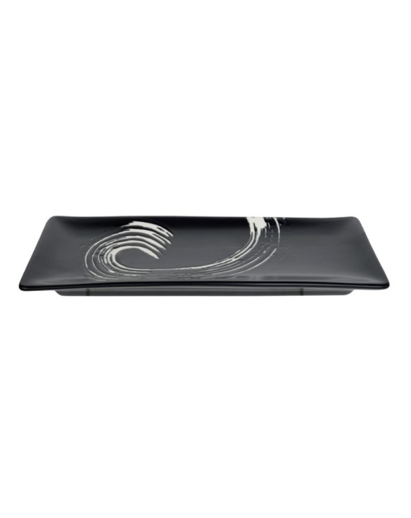 Plato rectangular de porcelana black maru 10,5cm