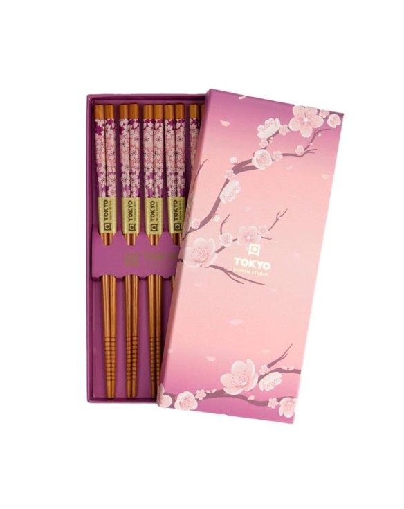 Palillo Set 5 pares "caja-sakura rosa"