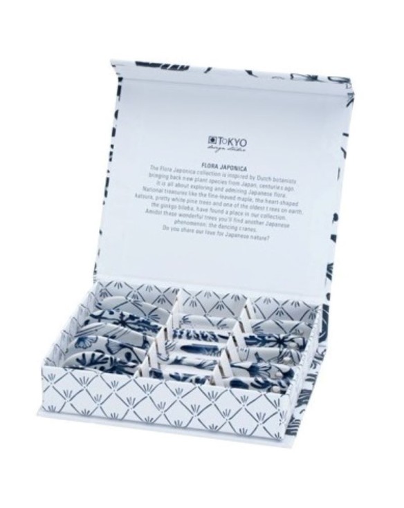 Set de 6 cucharas de té de porcelana "blanco-azul"