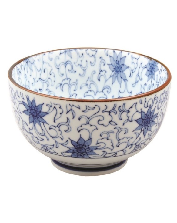 Cuenco de porcelana blanco azul 7,5