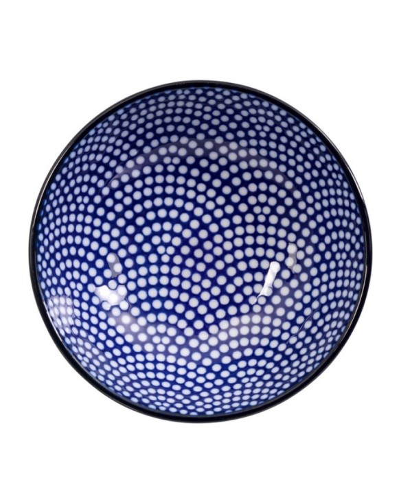 Plato redondo de porcelana de abanico azul para salsa 9,5cm