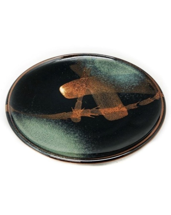 Plato redondo de porcelana negro marron 19cm