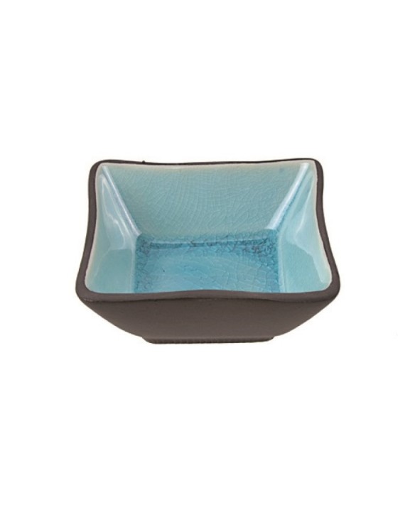 Plato cuadrado de porcelana para salsa glassy turquesa 8,5cm