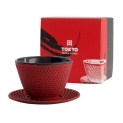 Taza de té de hierro con plato 120ml "puntos rojos"