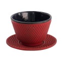 Taza de té de hierro con plato 120ml "puntos rojos"