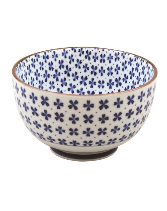 Cuenco de porcelana blanco azul 7,5