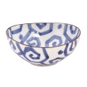 Cuenco de porcelana ovalado blanco azul 7cm