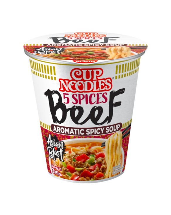 Tallarines en cup de ternera sabor 5 especias nissin 64g