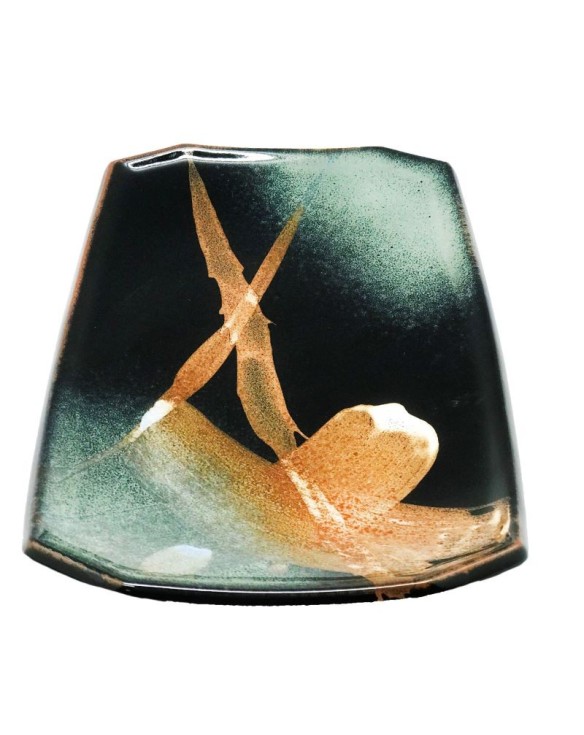 Plato rectangular de porcelana negro marron 14cm