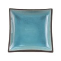 Plato cuadrado de porcelana glassy turquesa 23cm
