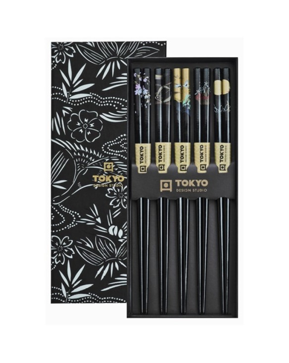 Set de Palillos -5 pares caja negro surtido