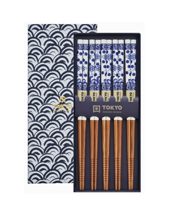 Set de Palillos -5 pares caja ola azul