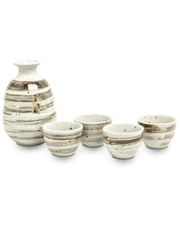 Set para sake de porcelana 300ml "Beig marron"