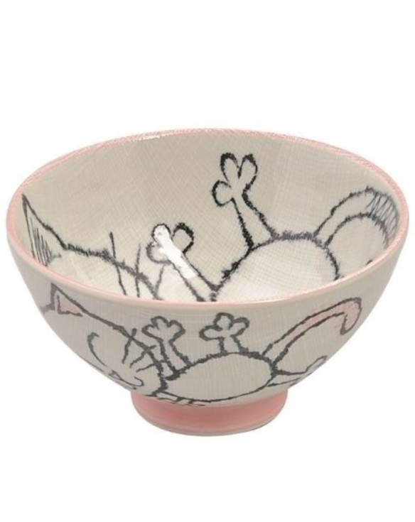 Cuenco de porcelana gato rosa 6cm