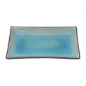 Plato rectangular de porcelana  glassy turquesa 12cm