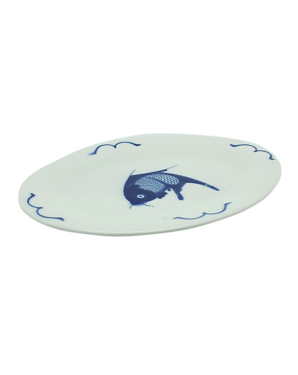 Plato ovalado de porcelana pez 10"