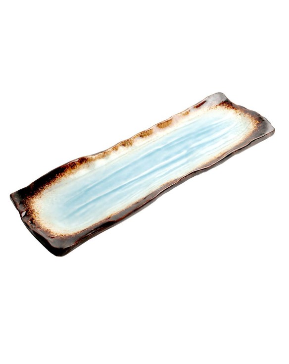 Plato Rectangular de Porcelana 32x11cm - Yaketa turquesa